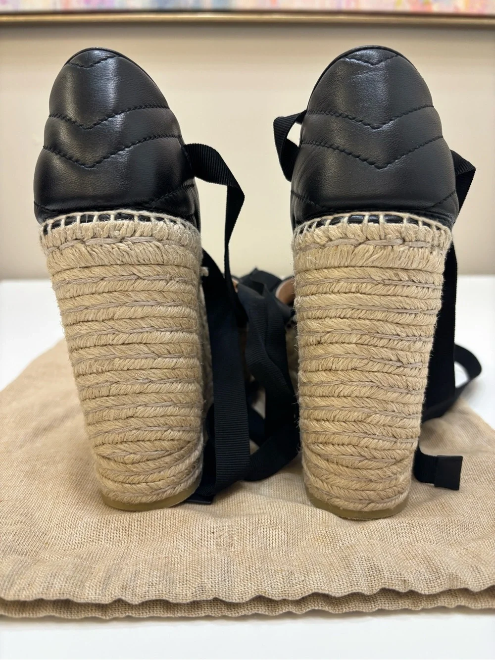 🖤 Gucci GG Marmont Matelassé Espadrille Wedges 🖤
